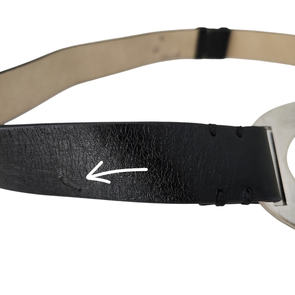 LANDES Black Belt Silver Oval Buckle Minimalist os - Picture 4 of 8